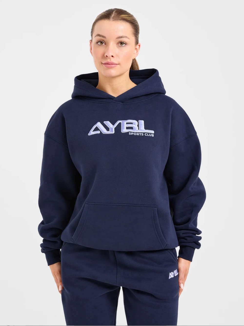 AYBL Retro Embroidered Oversized Hoodie - Navy